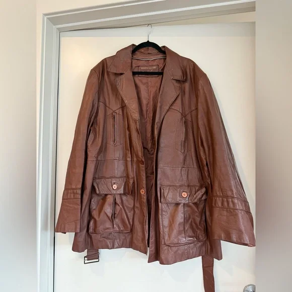 Vintage 1970’s Johnnie Owen’s Men’s Brown Leather Jacket - Genuine Leather - Picture 3 of 13